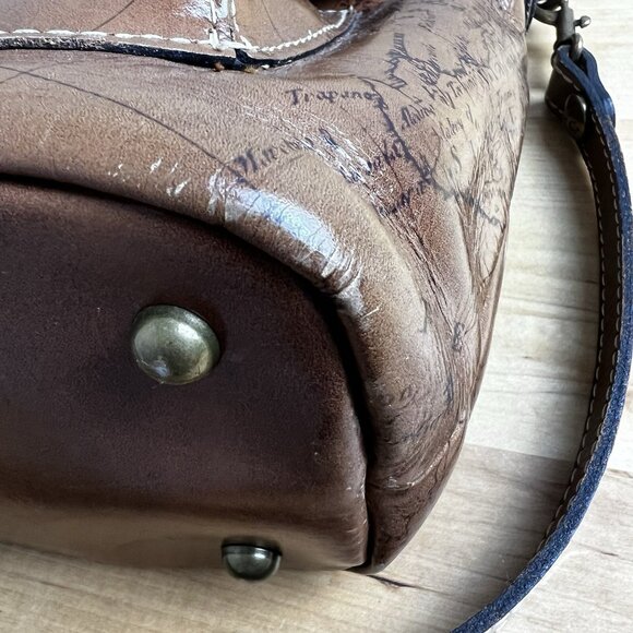 Patricia Nash Tuscania Leather Shoulder Bag Cross Body Purse Signature Map Print - Picture 11 of 15